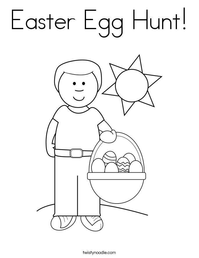 Kindergarten students coloring and finding hidden Easter eggs on a fun Easter egg hunt worksheet