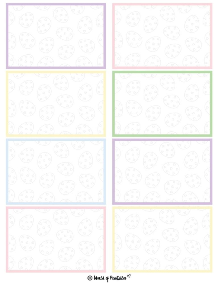 Kindergarten student coloring an Easter egg hunt worksheet with hidden eggs to find