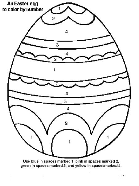 Color by number Easter egg worksheet for kindergarten students