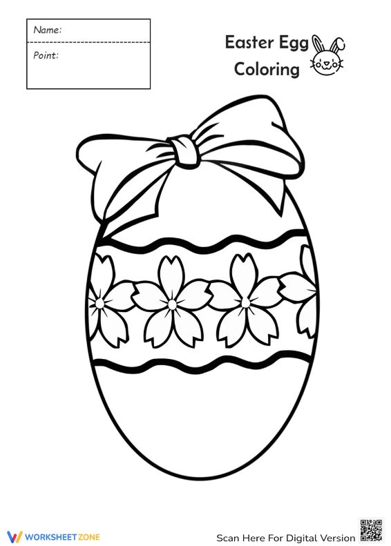 Easter Egg Coloring Page 16 for Spring Holiday Art Activity Kindergarten student coloring a decorated Easter egg with geometric shapes and patterns