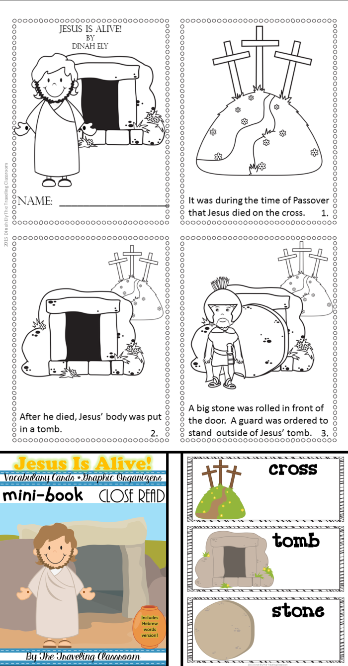 Kindergarten student coloring a festive holiday mini-book worksheet about Easter