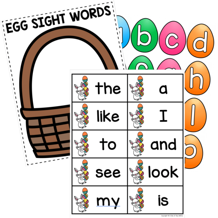 Easter sight words worksheet featuring a cheerful sun for sentence building activities Bright sun illustration for practicing Easter sight words in a kindergarten worksheet