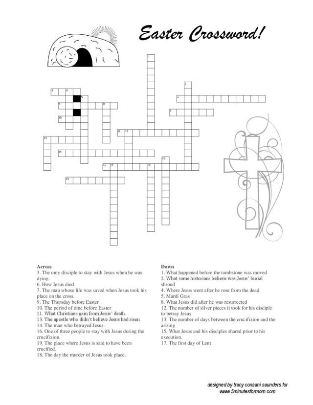 Colorful Easter crossword puzzle worksheet for kindergarten students to enjoy. A fun and engaging way for kids to practice words related to Easter.