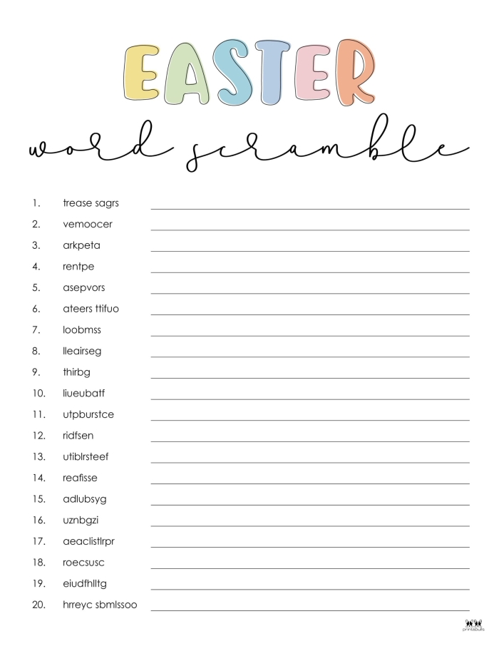 Unscramble Easter Words worksheet for kindergarten reading practice 23 Kindergarten student solving the Unscramble Easter Words! worksheet with colorful holiday graphics