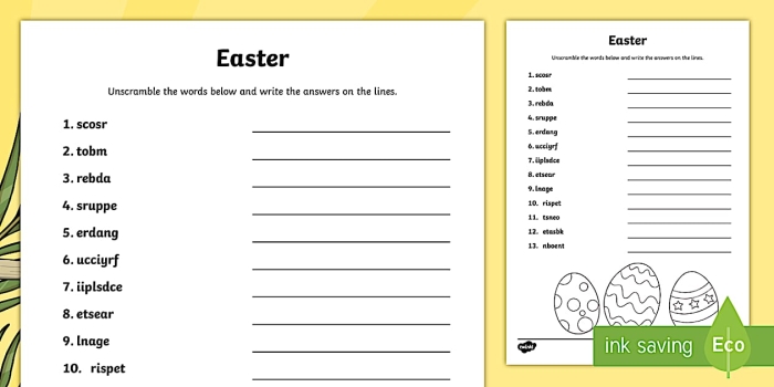 Unscramble Easter Words Worksheet for Kindergarten Reading Practice 15 Kindergarten student using a colorful Easter themed word scramble worksheet to practice reading skills