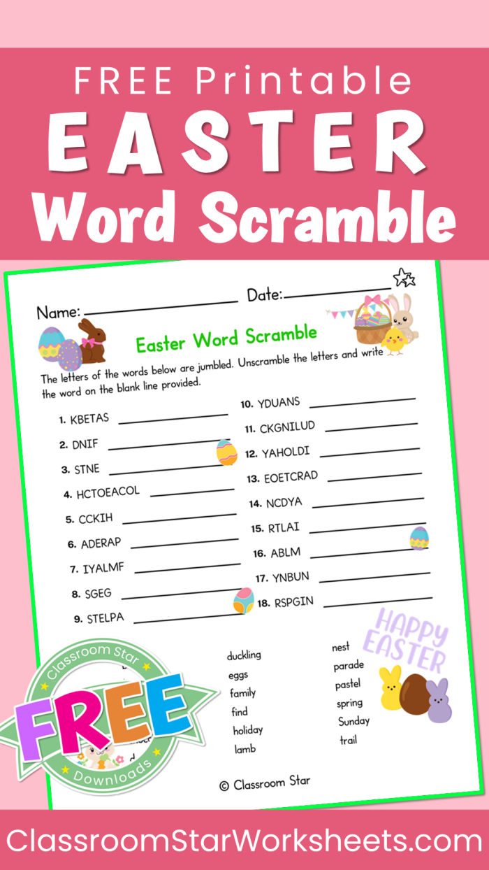Unscramble Easter Words Worksheet for Kindergarten Reading Practice 9 Kindergarten students solving an Unscramble Easter Words worksheet with colorful holiday graphics