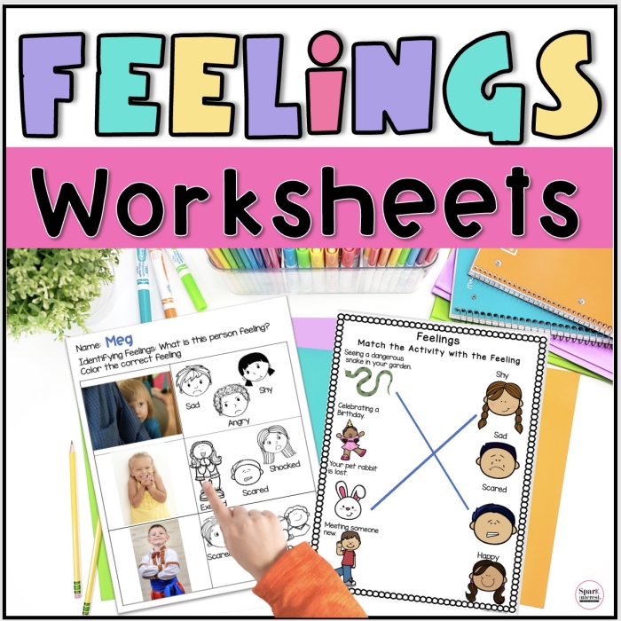 Kindergarten social emotional learning worksheet for practicing subtraction by drawing emotions on faces