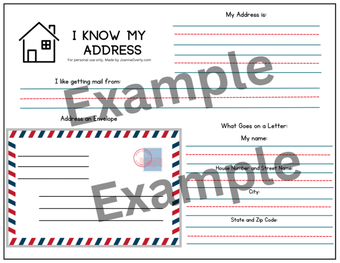 Interactive envelope template for kindergarten students to practice writing their address. Fun My Address worksheet for early measurement skills.