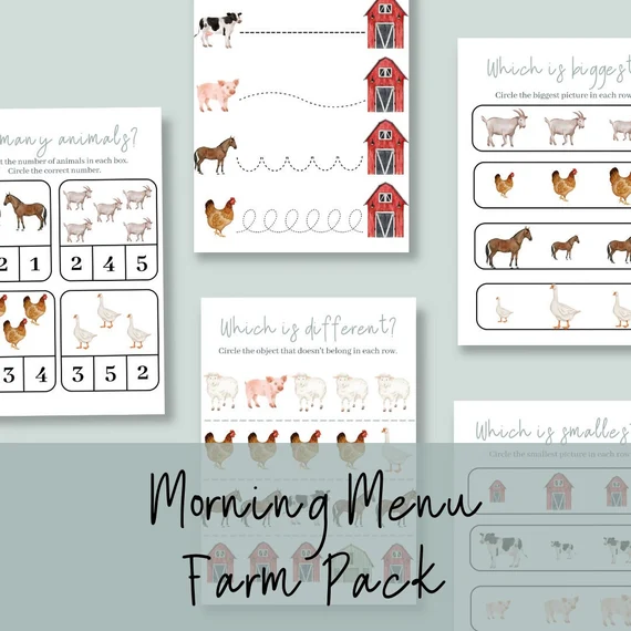 A playful worksheet illustrating a farmer's scene with items that don't belong on the farm for kids to identify and color. What Doesn't Belong: Farm worksheet for Kindergarten students.