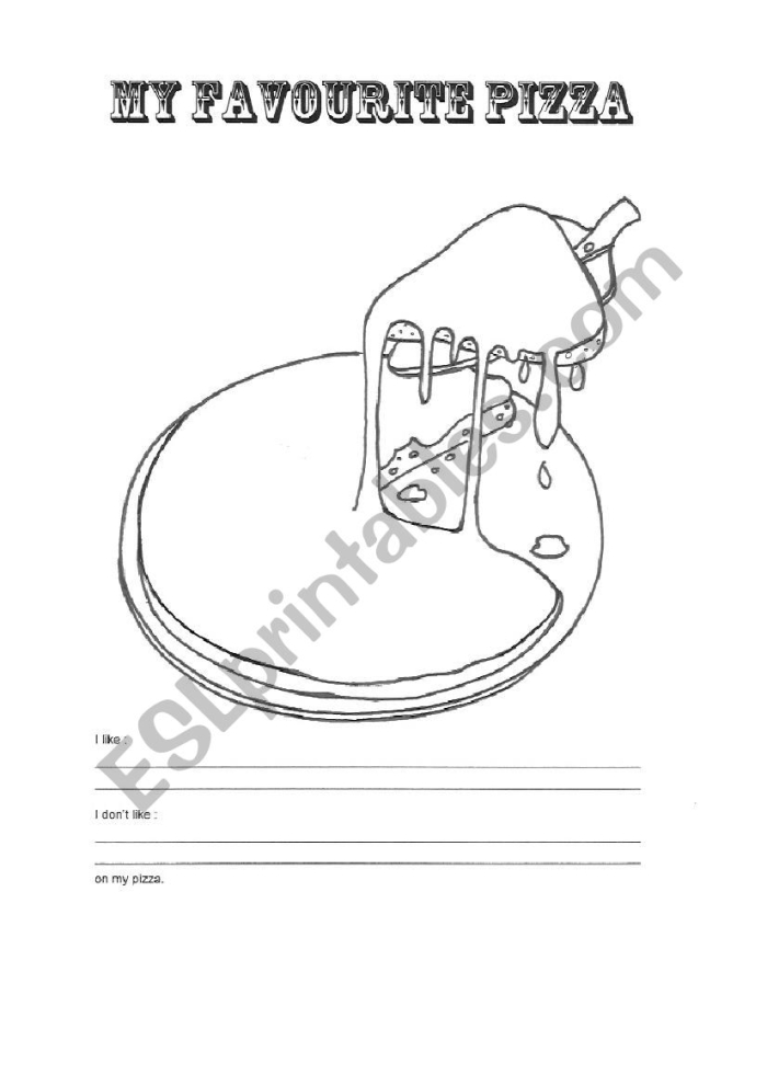 My Favorite Pizza worksheet for subtraction practice in early education Kindergarten worksheet for students to describe their favorite pizza type