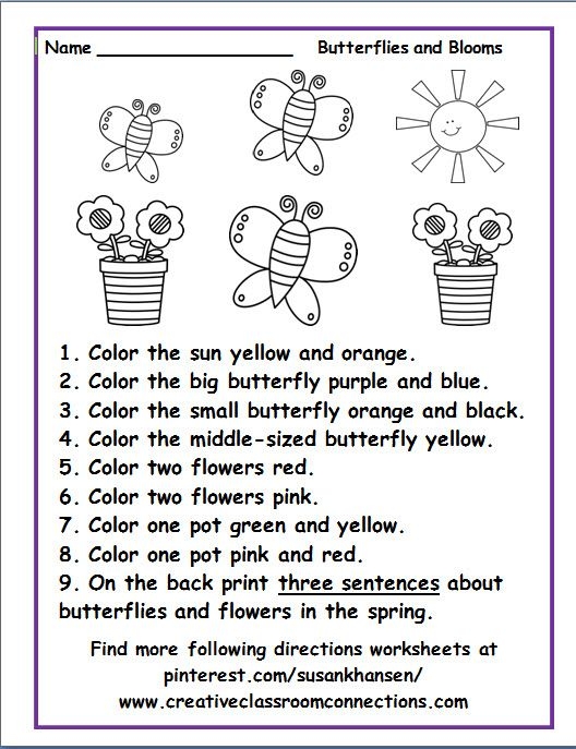 Color the Springtime Butterfly worksheet for Kindergarten