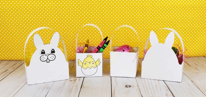 Paper Easter Basket Worksheet Activity Number 14 A kindergarten student assembling a colorful paper Easter basket craft for a reading activity