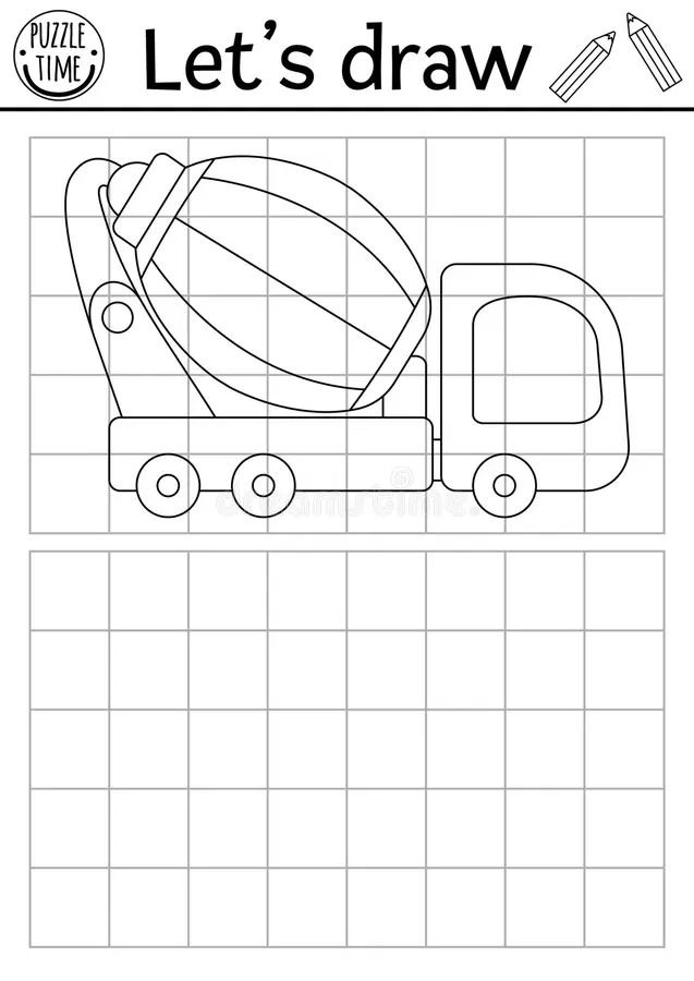 Kindergarten student completing the illustration of a truck on a reading worksheet