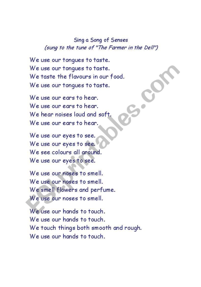 Engage your child with sensory language through this fun poem worksheet Worksheet featuring a Five Senses Poem activity for kindergarten students