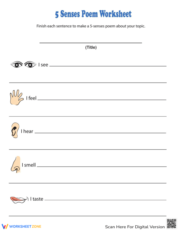 Geometry worksheet for Kindergarten Worksheet for creating a Five Senses Poem to enhance sensory language skills. Engaging activity for kindergarten students exploring poetry through their senses.