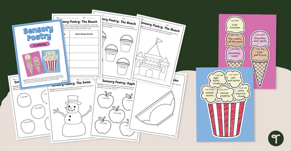 Engaging Five Senses Poem worksheet for sensory language exploration Worksheet for writing a Five Senses Poem designed for kindergarten students