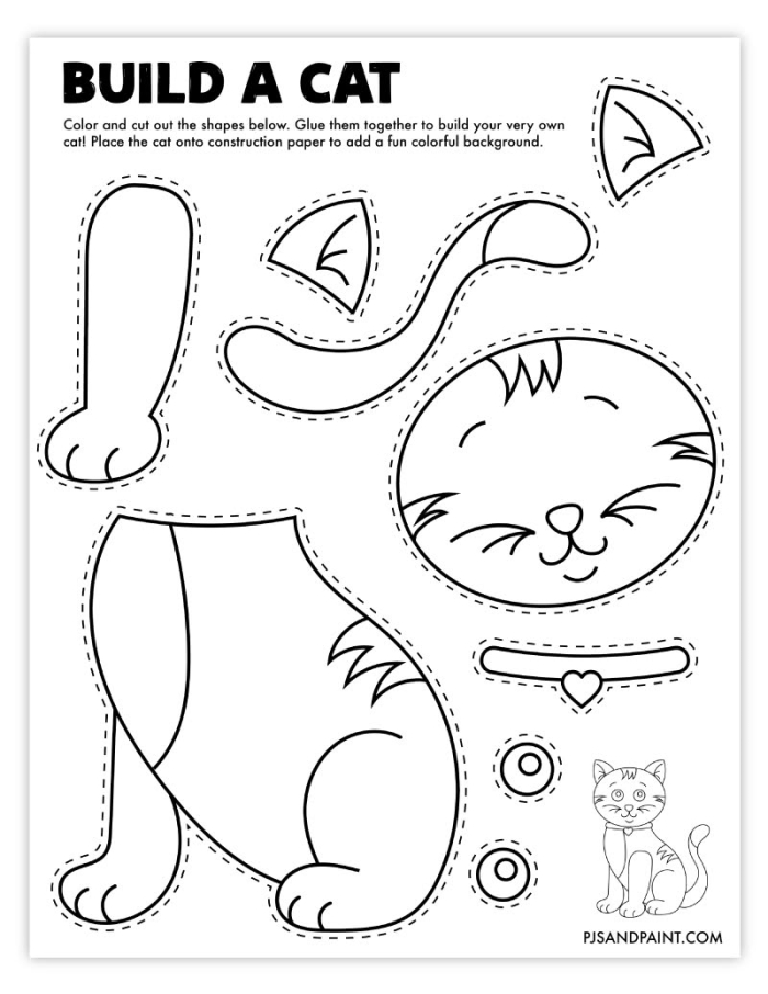 Kitty Cat Sentences Worksheet for Multiplication Practice in Kindergarten Worksheet for fixing sentences about a kitty cat, designed for kindergarten students