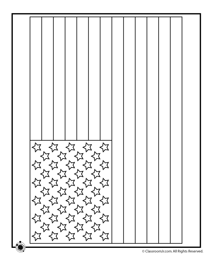 Kindergarten student counting stars and stripes on a 4th of July American flag worksheet