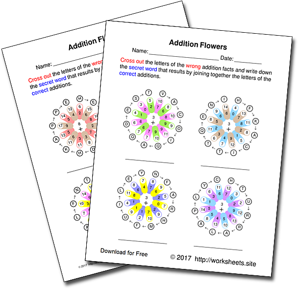 Engaging picture addition worksheet featuring flowers for young learners Colorful flower pictures for addition practice in a kindergarten worksheet