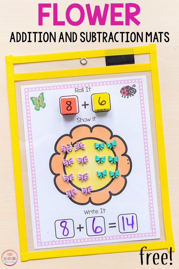 Engaging math practice with flower images for young learners Colorful flower picture addition worksheet for kindergarten students