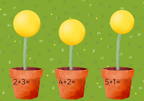 Engaging Flower Picture Addition worksheet for early math learners Colorful flower images for addition practice in a kindergarten worksheet
