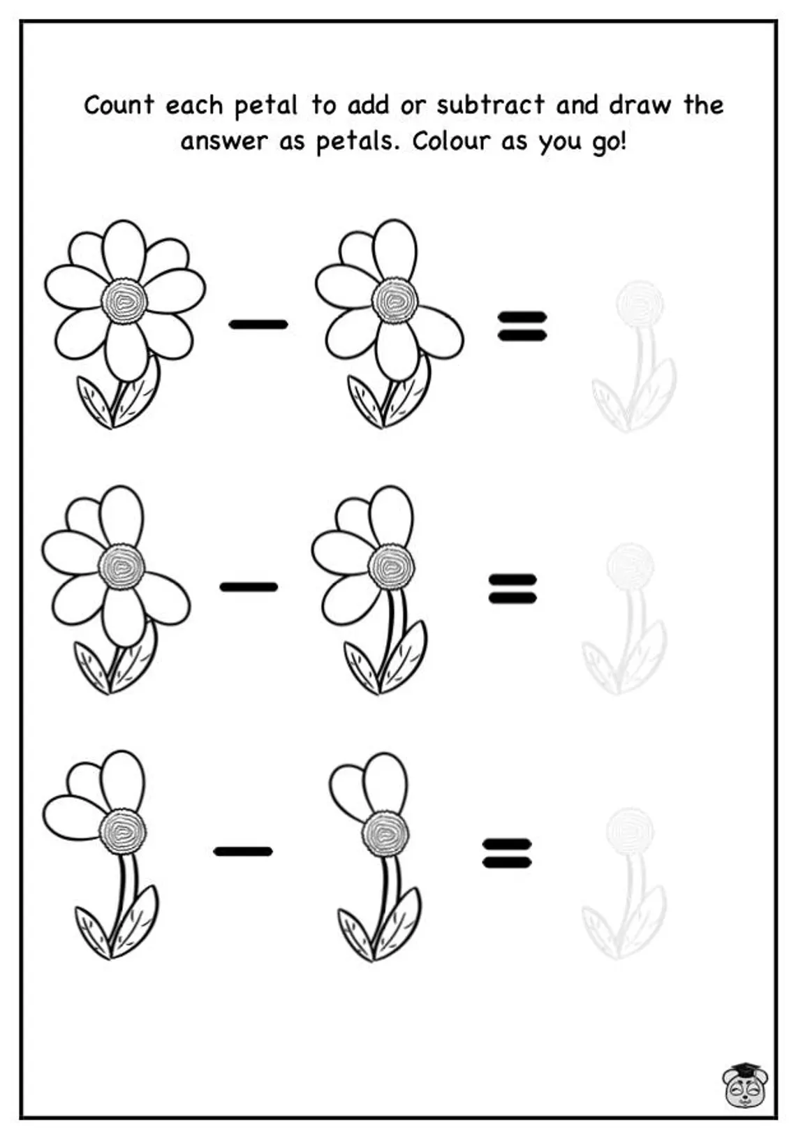 Engaging Flower Picture Addition Worksheet for Young Learners Colorful flower illustrations for addition practice in a kindergarten worksheet