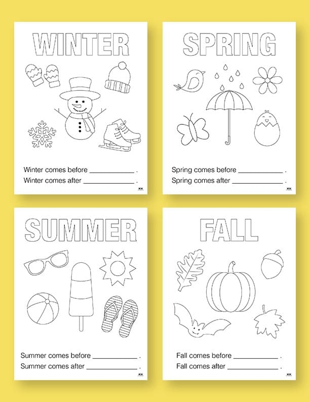 Earth and Space Science worksheet for Kindergarten A colorful worksheet for kindergarteners to learn about the four seasons by matching images to their descriptions. Educational activity for young children exploring seasonal weather changes.
