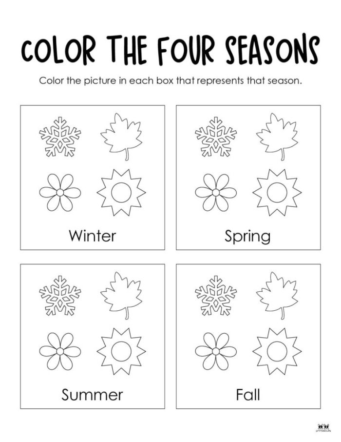 Earth and Space Science worksheet for Kindergarten A kindergarten student matching pictures of the four seasons in a worksheet. Engaging worksheet for learning about the four seasons.