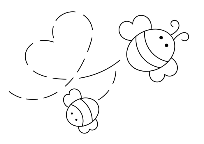 Kindergarten bumble bee fraction worksheet number 5 Bumble bee coloring page worksheet for kindergarten fraction practice