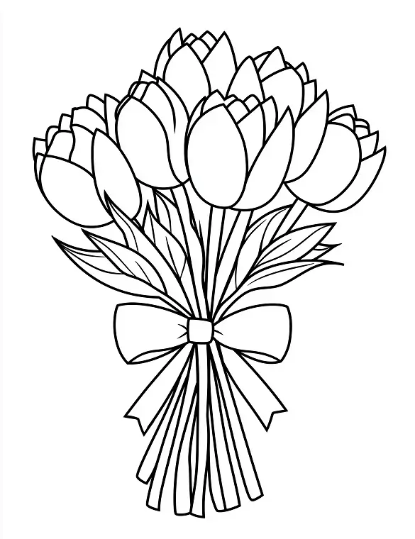 Easter Tulips Coloring Activity for Young Learners - Worksheet 25 Colorful tulip flowers with Easter theme for kindergarten students to practice fractions while coloring