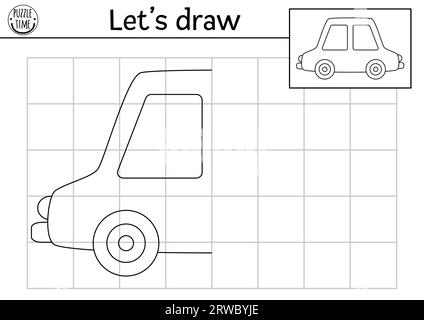 A fun worksheet for kindergarteners to complete their own truck drawing with colors and details. Finish the Truck Drawing worksheet for creative young artists.