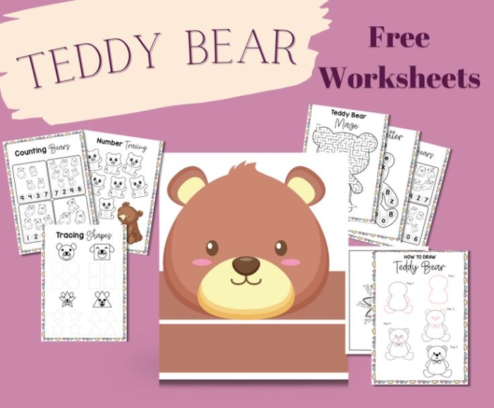 Kindergarten student completing a furry bear reading comprehension worksheet about an A.A. Milne poem