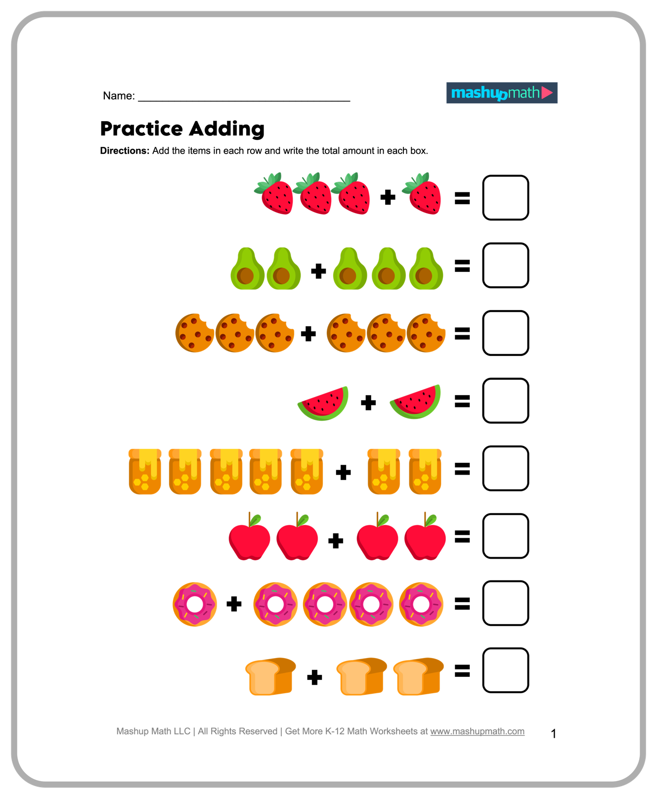 Garden Math Addition Practice Worksheet for Early Learners Image 5 Kindergarten students solving single-digit addition problems with garden flowers and vegetables in colorful illustrations