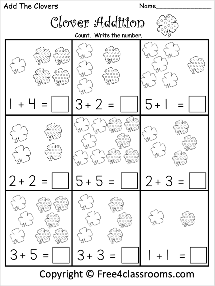 Addition Garden Math Worksheet for Kindergarten Number 3 Kindergarten students practicing addition with garden-themed pictures on a worksheet