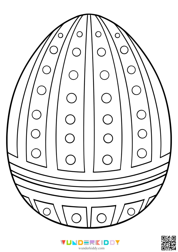 Easter Egg Coloring Page Geometry Worksheet Number 12 Kindergarten geometry worksheet featuring a patterned Easter egg coloring page for spring