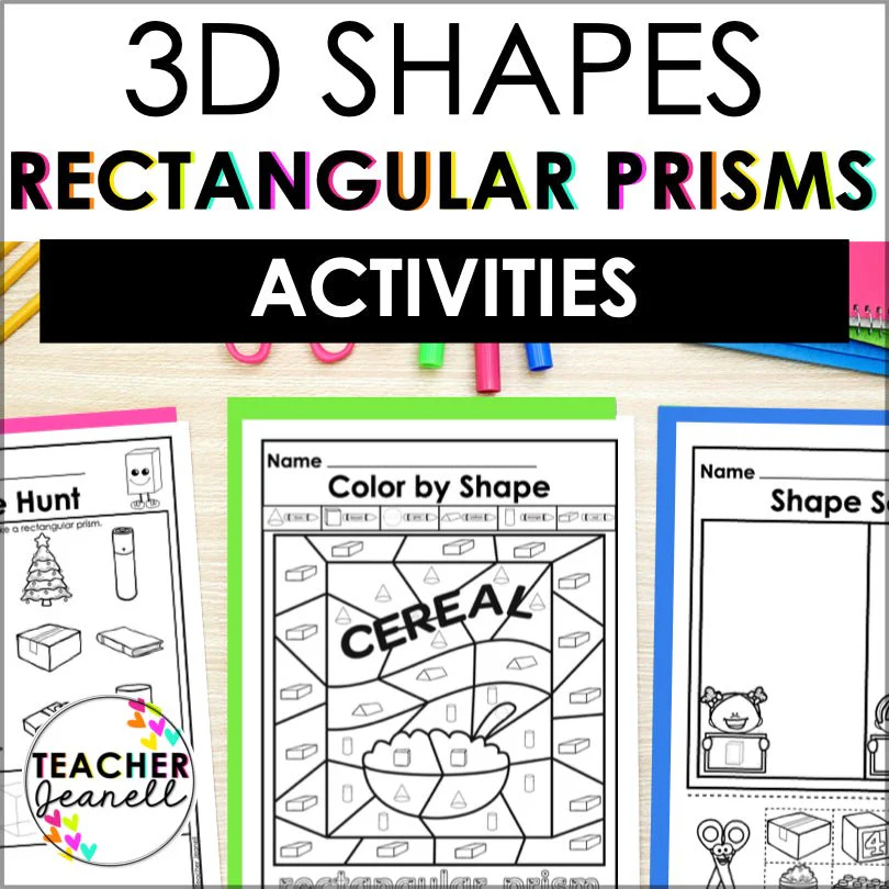 Kindergarten rectangular prism cut-out paper activity for geometry practice