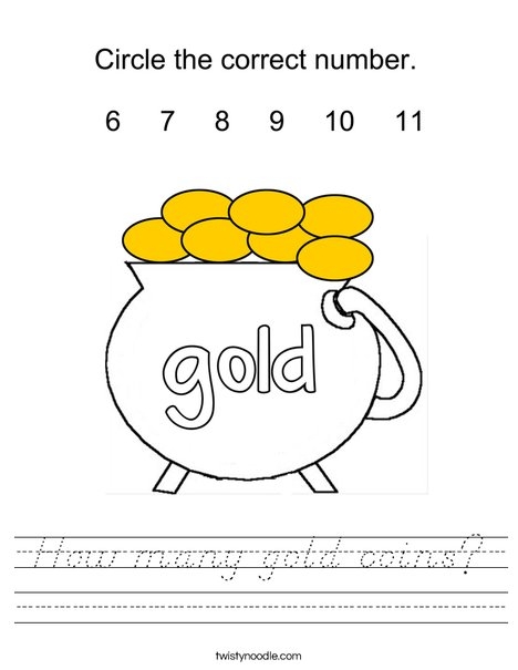 Count the Gold Coins Worksheet for Kindergarten Students Little leprechauns counting gold coins on a St. Patrick's Day worksheet