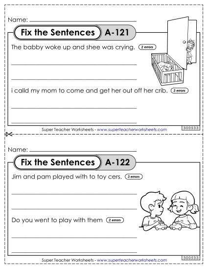 Dog Days worksheet for kindergarten: Fixing sentences practice Kids engaging with the Dog Days worksheet to fix sentences and improve grammar skills