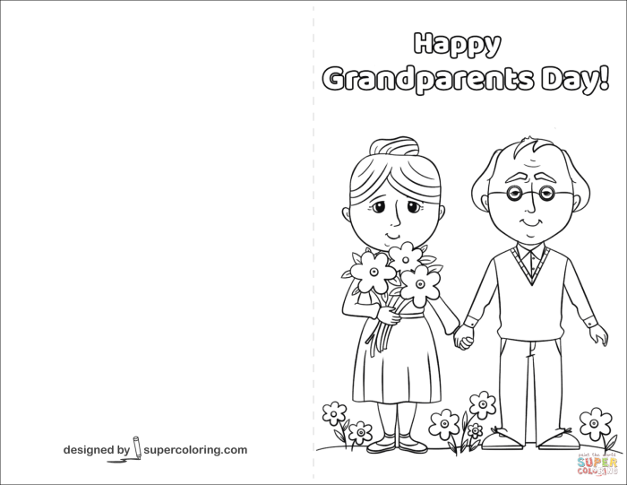 Grandparents Day coloring worksheet for kindergarten students featuring festive designs