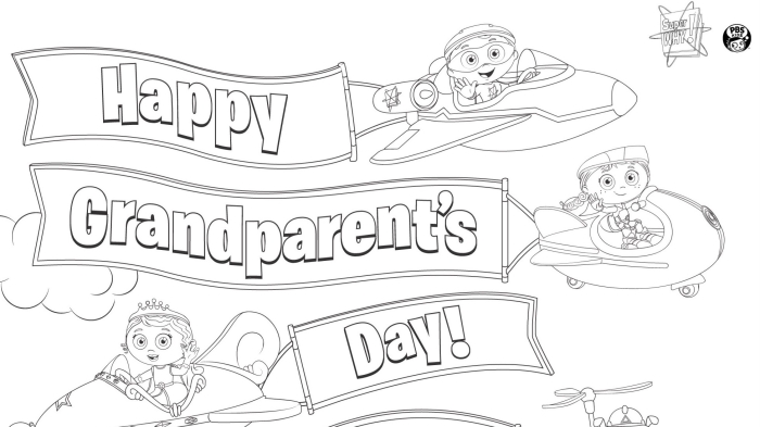 Grandparents Day coloring worksheet for kindergarten students celebrating their grandparents. Fun and educational activity sheet for Earth and Space Science.