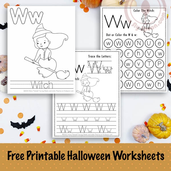 Kindergarten student completing a fun cut and paste Halloween witch craft worksheet