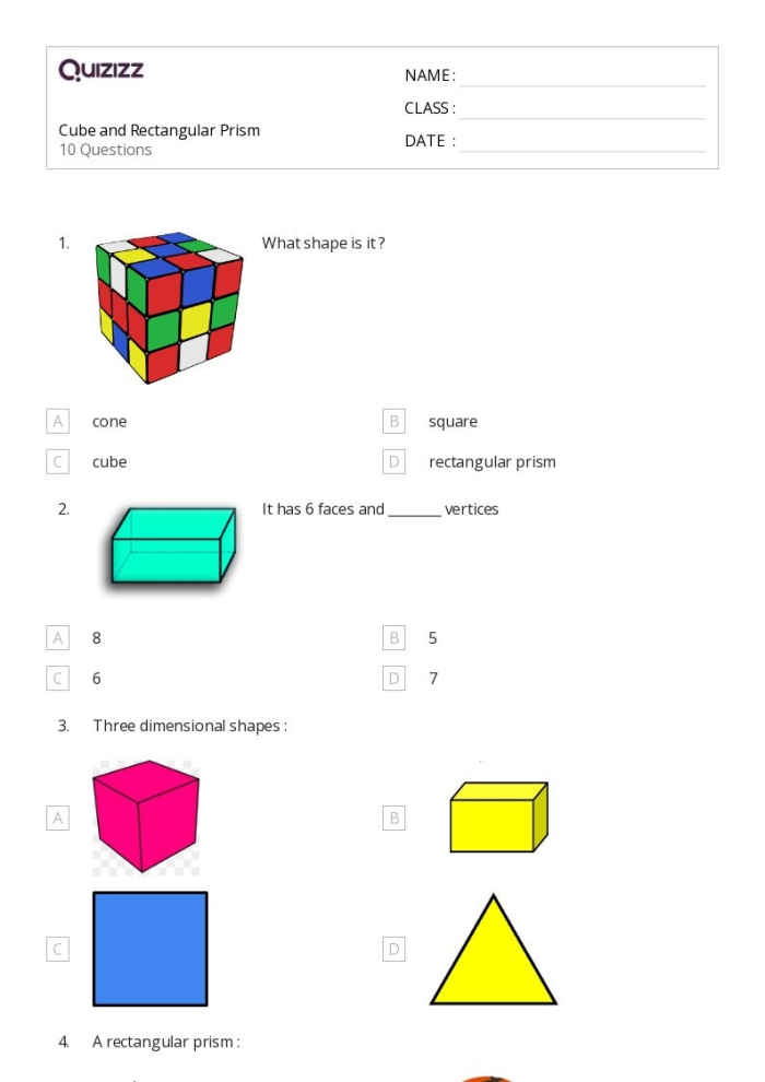 A kindergarten worksheet featuring a rectangular prism shape for cutting out and assembly