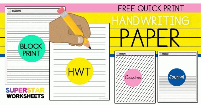 Handwriting paper worksheet designed for kindergarten students to practice letters and numbers