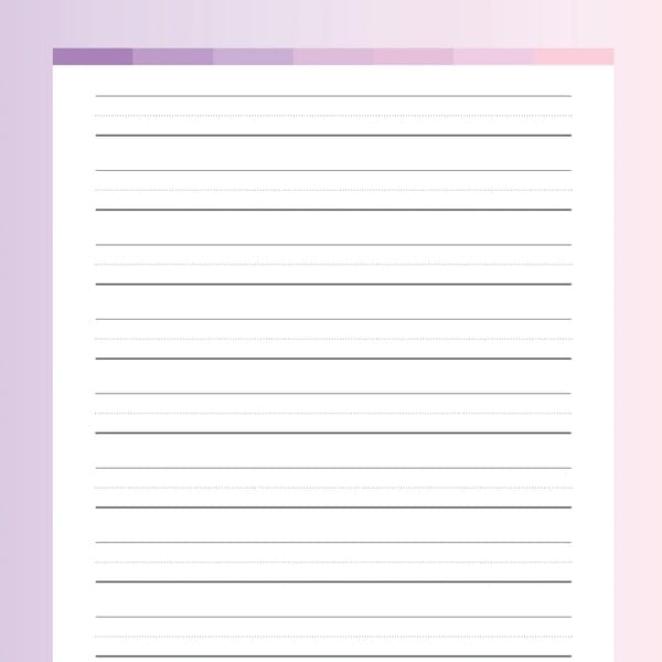 Kindergarten handwriting practice worksheet with lined paper for letters and numbers