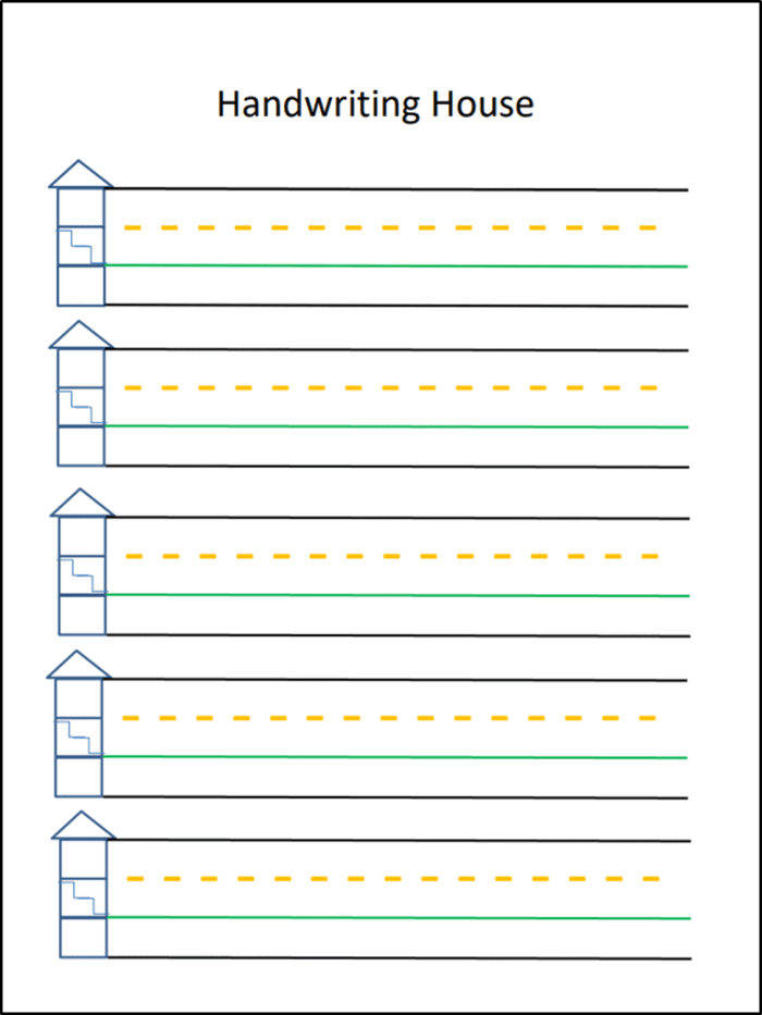 Kindergarten handwriting paper worksheet for practicing letters and numbers