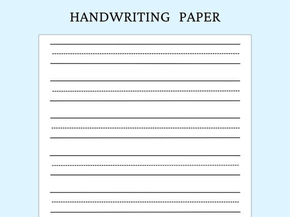 Handwriting paper worksheet designed for kindergarten students to practice letters and numbers