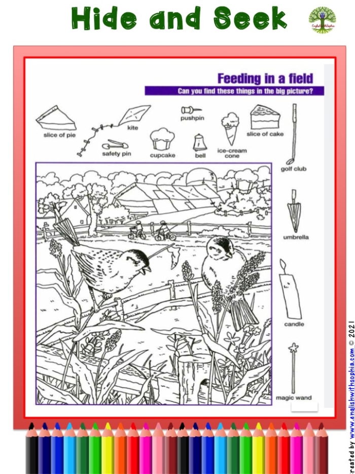 Giant Octopus Hide and Seek Ocean Friends Activity for Early Learners Kindergarten multiplication worksheet showing a giant octopus and ocean friends playing hide and seek with hidden objects to find in the picture activity 18