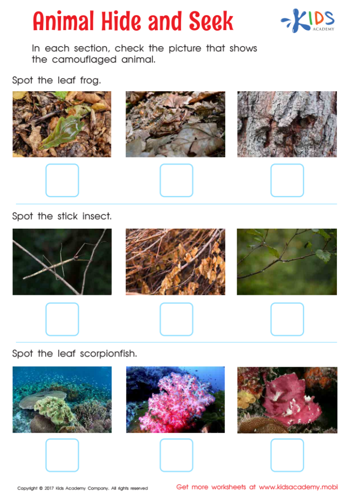 Ocean Friends Hide and Seek Activity 4 - Find the Hidden Octopus and Sea Animals Kindergarten multiplication hide and seek worksheet showing an octopus and ocean creatures with hidden objects to find in the underwater scene
