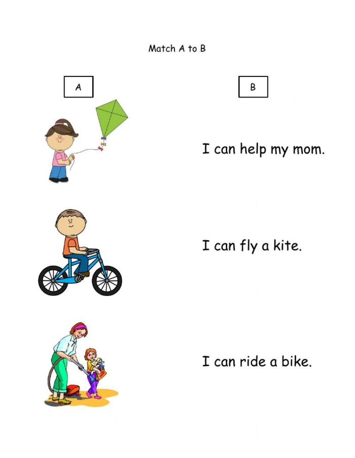 Kindergarten students engaging with the "I can!" worksheet to practice reading and writing skills