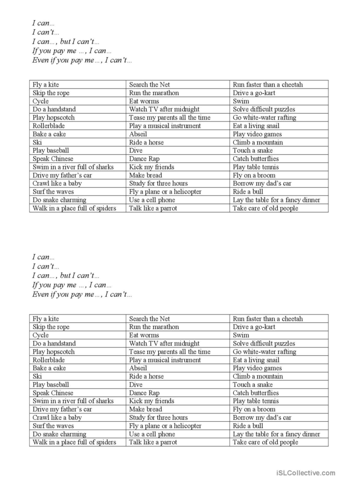 I can! worksheet for Kindergarten students to enhance reading and writing skills